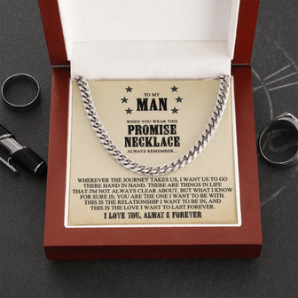 To My Man Necklace, Cuban Link Chain Necklace For Boyfriend, Boyfriend Jewelry, Boyfriend Birthday Gift From Girlfriend - Thegiftio