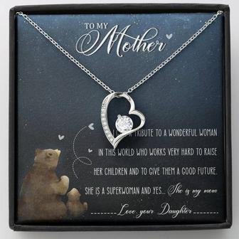 To My Mother My Superwoman Forever Love Necklace Mother's Day Message Card - Thegiftio