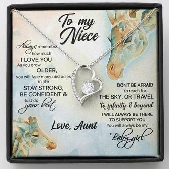 To My Niece - Stay Strong Be Confident - Gift For Niece From Aunt Giraffe - Forever Love Necklace - Thegiftio UK