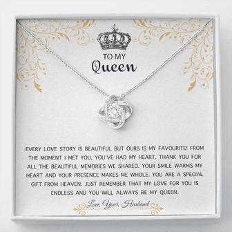 To My Queen Beautiful Necklace, Perfect For All Occasions, The Love Knot Necklace Represents An Unbreakable Bond Between Two Souls. - Seseable