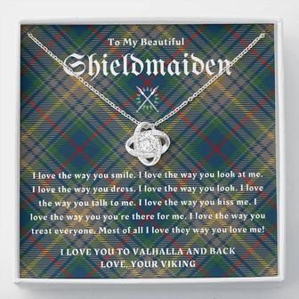 To My Shieldmaiden, Love You To Valhalla, Viking Gift, Personalized Viking Gifts, For Viking Wife, Viking Girlfriend Gift, Love Knot Necklace - Seseable