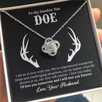 To My Smokin' Hot Doe - I Love You Forever - Love Knot Necklace - Seseable