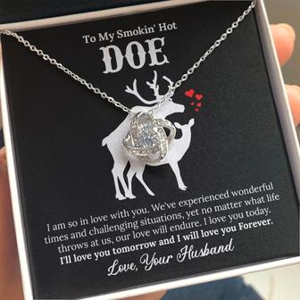 To My Smokin' Hot Doe - I Love You Forever - Love Knot Necklace - Seseable