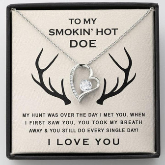 To My Smokin’ Hot Doe Hunter Wife Gift For Future Wife Fiance Girlfriend Deer - Forever Love Necklace - Thegiftio