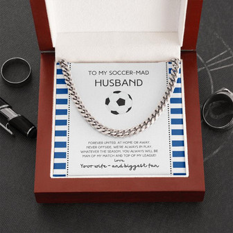 To my soccer-mad husband - Cuban link chain with message card and luxury gift box - Thegiftio UK