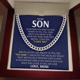 To My Son - Feel My Love from Mom - Cuban Link Chain - Thegiftio UK
