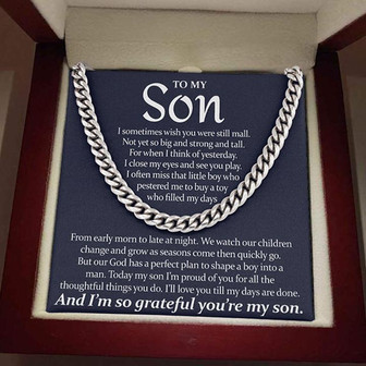 To My Son - I'll love you till my days are done from Mom - Cuban Link Chain - Thegiftio UK