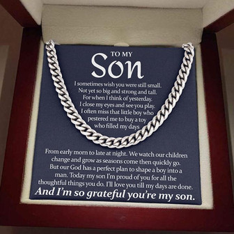 To My Son - I'll love you till my days are done from Mom - Cuban Link Chain - Thegiftio UK