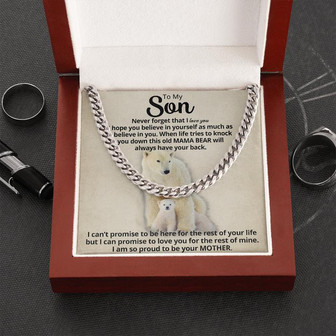 To My Son - Mama Bear | Cuban Link Chain Necklace - Thegiftio UK