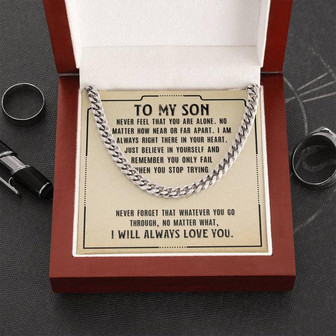 To My Son - Never Feel That You Are Alone - Cuban Link Chain Necklace - Thegiftio UK