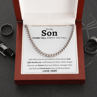 To My Son - Stand Tall - Cuban Link Chain Necklace - Thegiftio UK