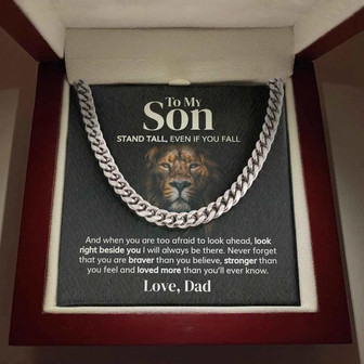 To My Son - Stand Tall from Dad | Cuban Link Chain Necklace - Thegiftio UK