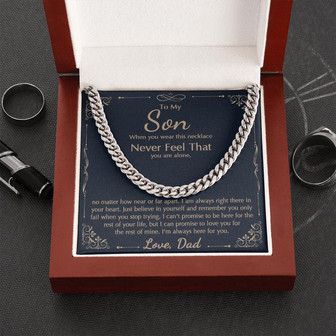 To My Son Necklace, Cuban Link Chain Necklace For Son From Dad, Christmas Gift, Son Birthday Gift - Thegiftio
