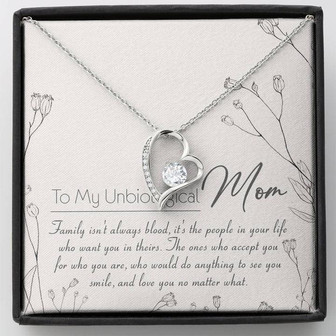To My Unbiological Mom Forever Love Necklace Message Card - Thegiftio UK