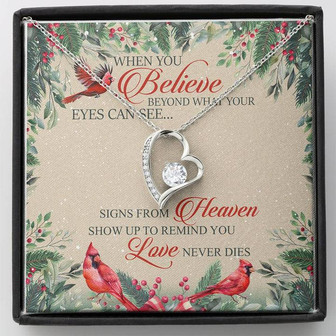 To My Wife Cardinal Bird Message Card Forever Love Necklace Mother's Day Gift - Thegiftio UK