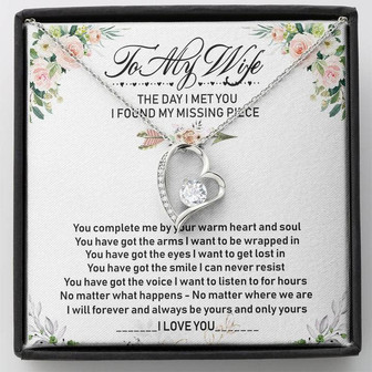 To My Wife Flower Message Card With Forever Love Necklace Mother's Day Gift - Thegiftio UK