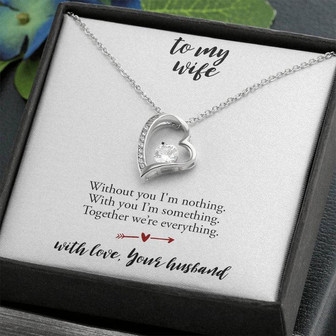 To My Wife, Forever Love Necklace From Husband, Birthday, Anniversary, Christmas Gift, Heart Pendant, Zirconia - Thegiftio UK