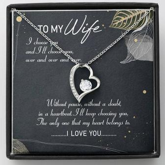 To My Wife Forever Love Necklace Message Card From Husband - Thegiftio