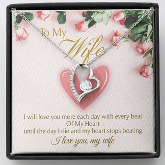 To My Wife Heart Forever Love Necklace Mother's Day Message Card - Thegiftio UK