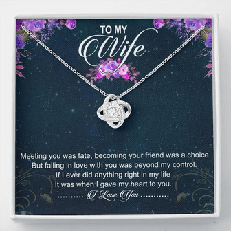 To My Wife Love Knot Necklace Message Card - Thegiftio UK