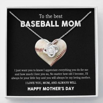 To The Best Baseball Mom - Mother's Day Gift - Love Knot Necklace - Seseable