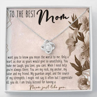 To The Best Mom Love Knot Necklace Message Card - Thegiftio