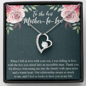 To The Best Mother-In-Law - Thank You For Always Welcoming Me Into The Family With Open Arms And A Warm Heart - Forever Love Necklace
