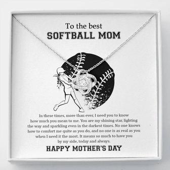 To The Best Softball Mom - Mother's Day Gift - Love Knot Necklace | Seseable UK
