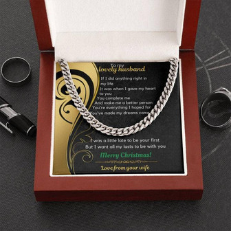Wife to Husband Christmas Cuban Link Chain Necklace - Thegiftio UK