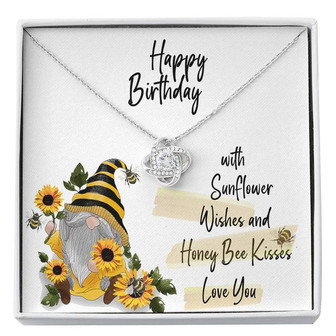 Birthday Love Knot Necklace With Sunflower Gnome Card - Thegiftio