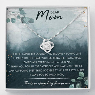 Dear Mom Love Knot Necklace Message Card - Thegiftio UK