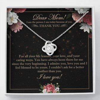 Dear Mom Love Knot Necklace Message Card - Thegiftio UK