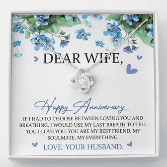 Dear Wife Happy Anniversary Love Knot Necklace Mother's Day Message Card - Thegiftio UK