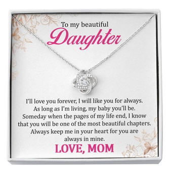 To My Beautiful Daughter - Always Keep Me In Your Heart Love Knot Necklace - Thegiftio UK