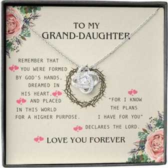 Granddaughter Necklace Gifts, Rose Flower God, Hand Lord Plan Love Forever - Thegiftio UK