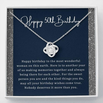 Happy 50Th Birthday Most Wonderful Woman Love Knot Necklace - Thegiftio