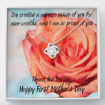 Love Knot Necklace - Happy First Mother's Day - You Created A Miracle - Thegiftio UK