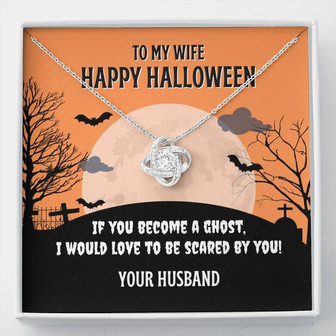 Love Knot Necklace - Happy Halloween - To My Wife | Cubic Zirconia - Thegiftio