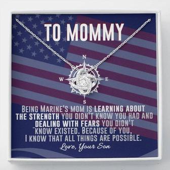 Marine Mom Gift - Because Of You - The Love Knot Necklace - Thegiftio UK