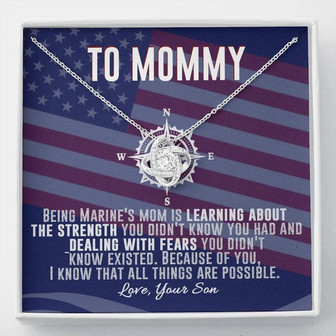 Marine Mom Gift - Because Of You - The Love Knot Necklace - Thegiftio UK