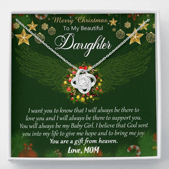 Merry Christmas To My Daughter Love Knot Necklace - Thegiftio UK