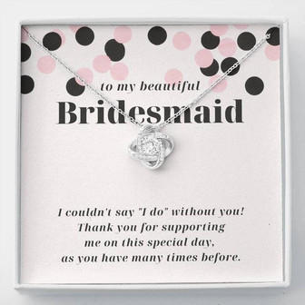 Modern Confetti Thank You Bridesmaid Love Knot Necklace - Thegiftio UK