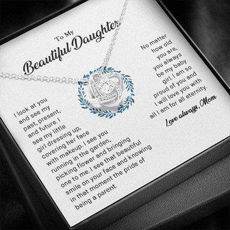 Mom Loves Daughter For All Eternity - Love Knot Necklace - Thegiftio UK