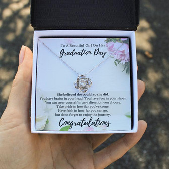 To A Beautiful Girl On Her Graduation Day - Love Knot Necklace - Thegiftio UK