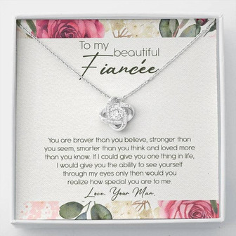 To My Beautiful Fiancé Love Knot Necklace Message Card - Thegiftio UK
