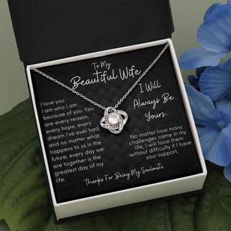 To My Beautiful Wife Love Knot Necklace - Thegiftio UK