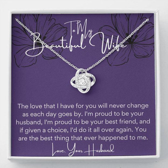 To My Beautiful Wife Love Knot Necklace - Thegiftio UK