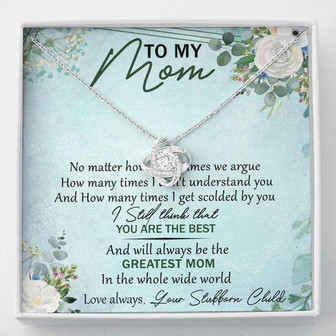 To My Mom Love Knot Necklace Message Card - Thegiftio UK