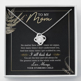 To My Mom You're Greatest Mom Love Knot Necklace Message Card - Thegiftio