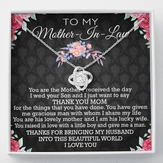 To My Mother In Law Thanks For Bringing My Husband Into This Beautiful World Love Knot Necklace - Thegiftio